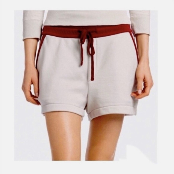 James Perse Contrast Colored Sweat Shorts Drawstring Size 0 Athleisure Off White - Picture 1 of 11